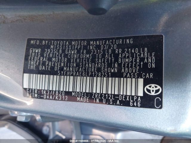 5YFHPRAE6LP128251 Toyota 2zr-fae