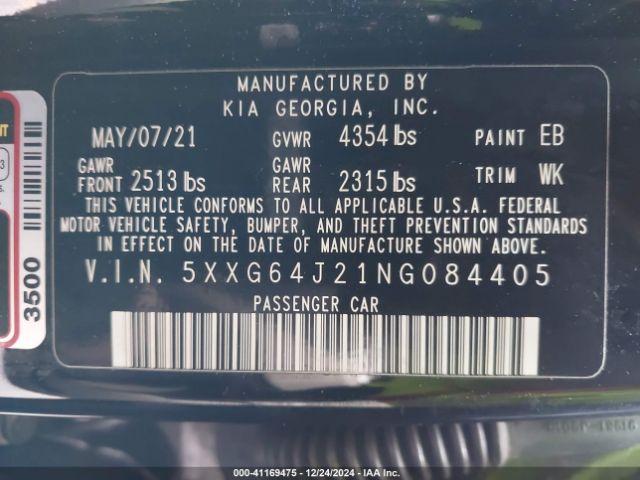5XXG64J21NG084405 KIA K5 Gt-line