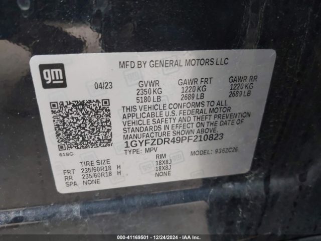 1GYFZDR49PF210823 Cadillac Xt4 Awd Premium Luxury