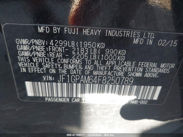 JF1GPAM64F8250789 Subaru Impreza 2.0i Limited