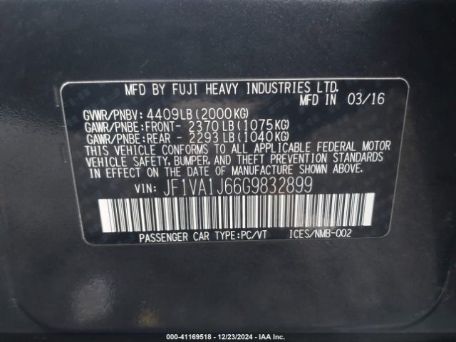 JF1VA1J66G9832899 Subaru Wrx Limited