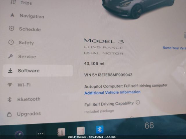 5YJ3E1EB8MF999943 Tesla Model 3 Long Range Dual Motor All-wheel Drive