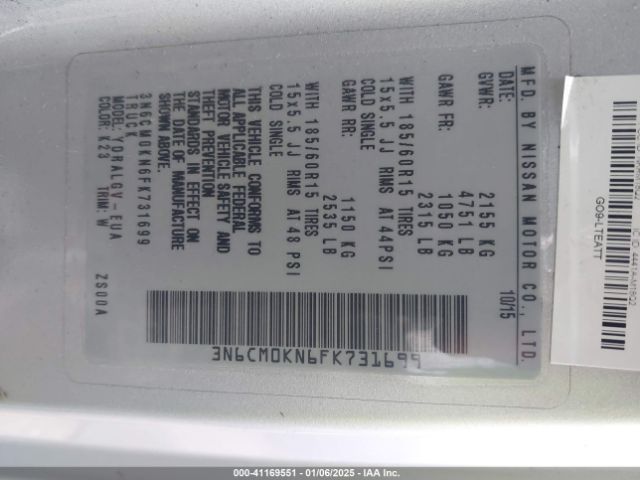 3N6CM0KN6FK731699 Nissan NV200 SV