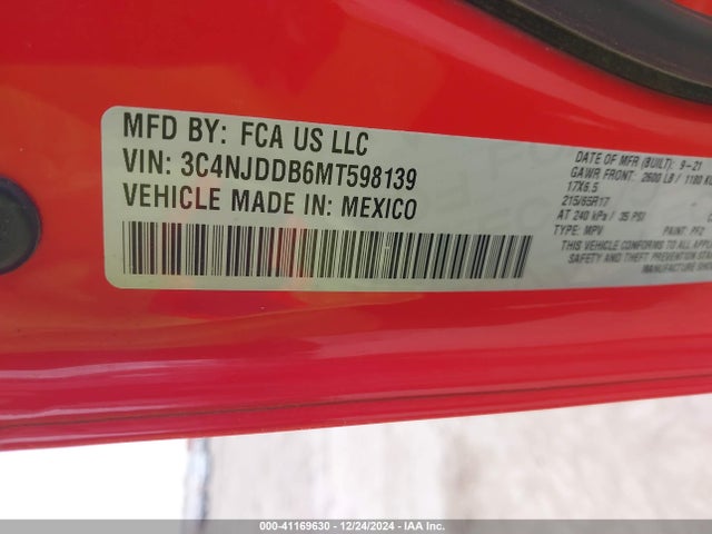 3C4NJDDB6MT598139 Jeep Compass Trailhawk 4x4