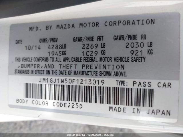 JM1GJ1W50F1213019 Mazda Mazda6 I Grand Touring
