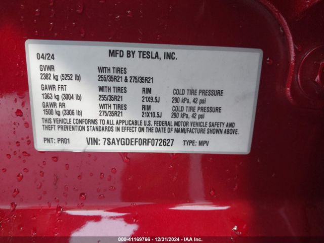 7SAYGDEF0RF072627 Tesla Model Y Performance Dual Motor All-wheel Drive