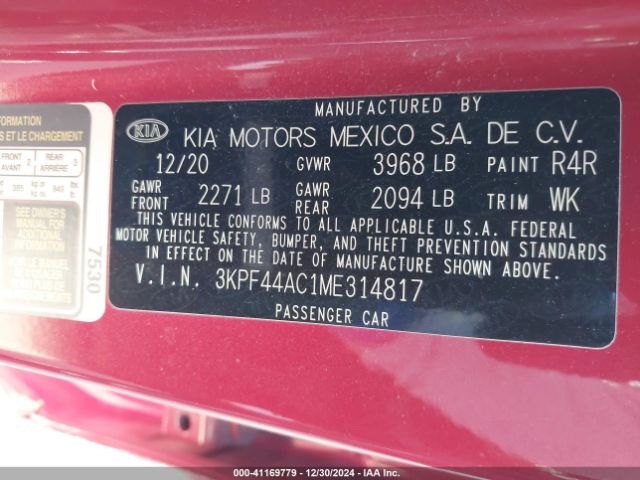3KPF44AC1ME314817 KIA FORTE GT