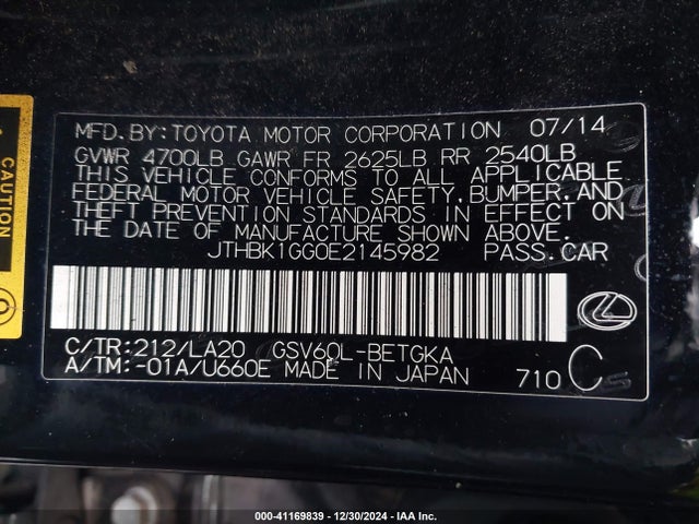 JTHBK1GG0E2145982 Lexus ES 350