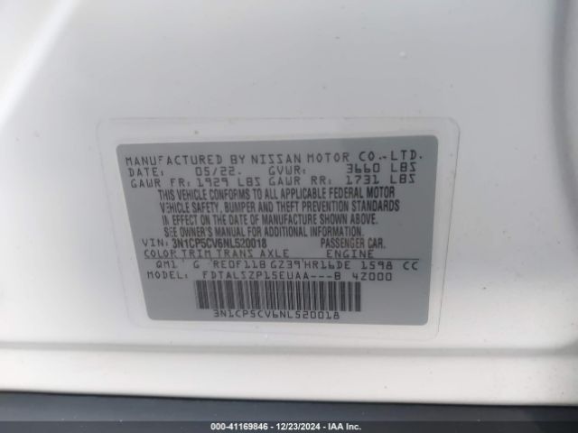 3N1CP5CV6NL520018 Nissan Kicks Sv Xtronic Cvt