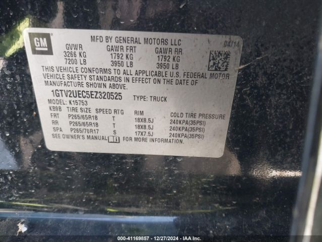 1GTV2UEC5EZ320525 GMC Sierra 1500 Sle