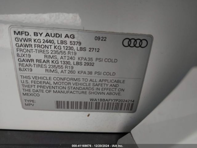 WA1BBAFY7P2024214 Audi Q5 Premium Plus 40 Tfsi Quattro S Tronic