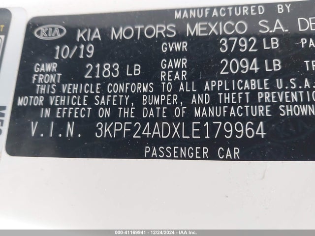 KIA FORTE FE 2020 3KPF24ADXLE179964 Image 9