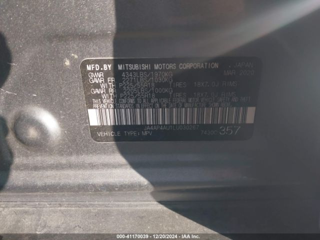 JA4AP4AU1LU030267 Mitsubishi Outlander Sport 2.0 Se