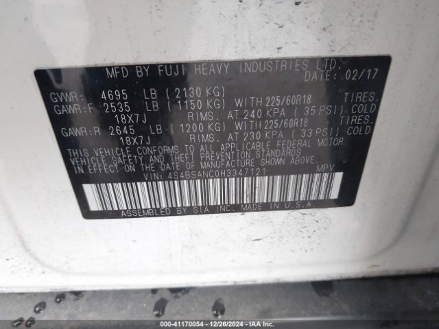 4S4BSANC0H3347121 Subaru Outback 2.5i Limited