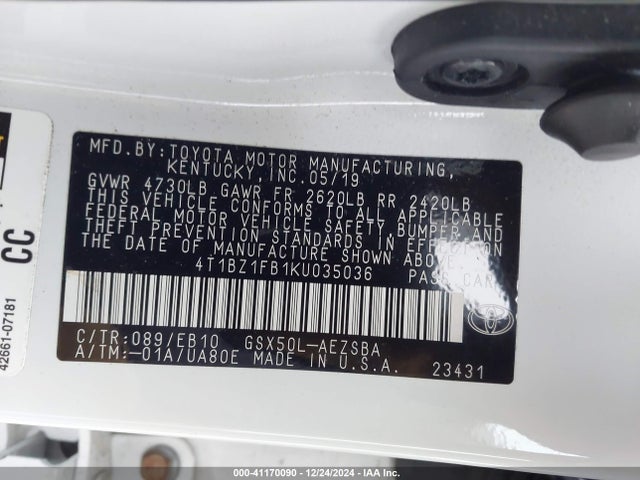 4T1BZ1FB1KU035036 Toyota Avalon Touring