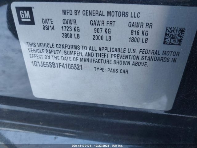 1G1JE5SB1F4105321 Chevrolet Sonic Ltz Auto