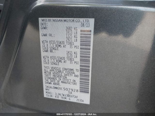 5N1AL0MM2EC507928 Infiniti QX60