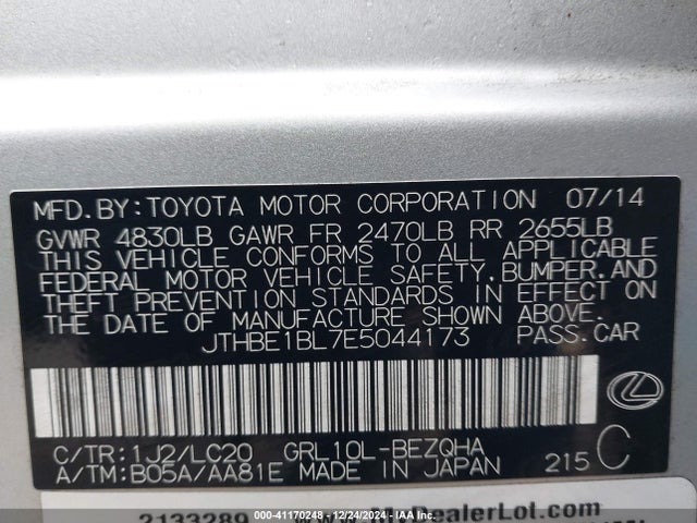 Lexus GS 350 2014 JTHBE1BL7E5044173 Image 9