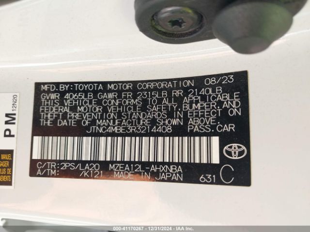JTNC4MBE3R3214408 Toyota Corolla Xse