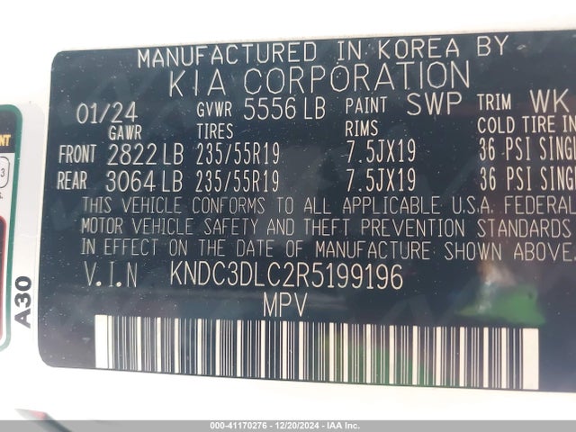 KIA Ev6 Wind 2024 KNDC3DLC2R5199196 Image 9