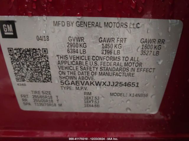 5GAEVAKWXJJ254651 Buick Enclave Essence