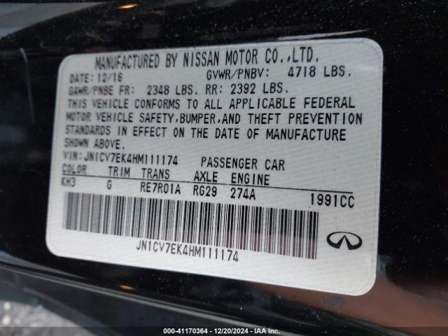 JN1CV7EK4HM111174 Infiniti Q60 2.0t