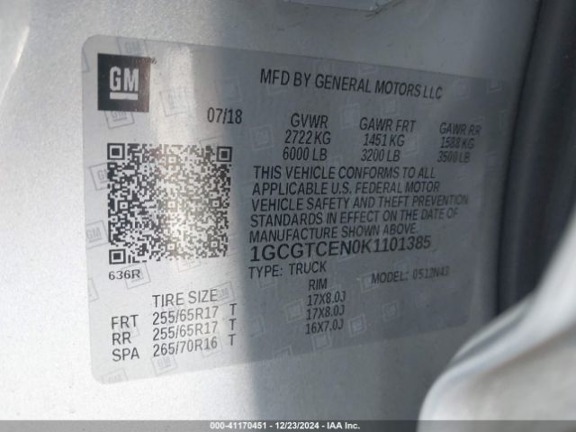 1GCGTCEN0K1101385 Chevrolet Colorado Lt