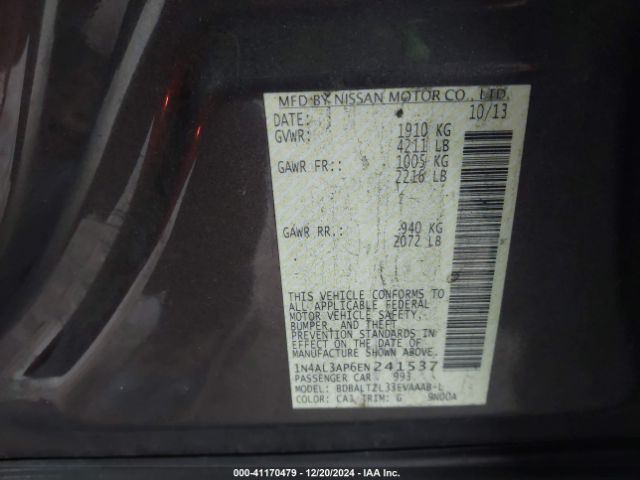 1N4AL3AP6EN241537 Nissan Altima 2.5 Sv