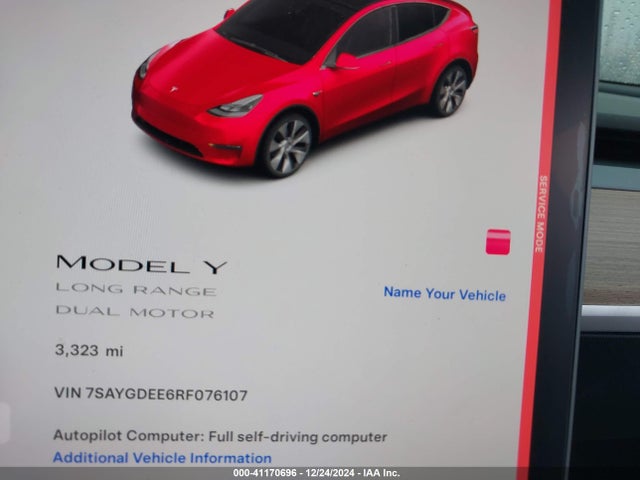 2024 TESLA MODEL Y 7SAYGDEE6RF076107 Photo 6