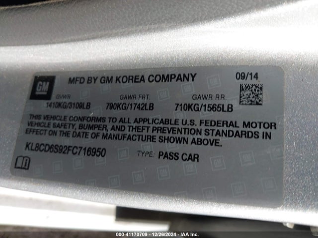 Chevrolet Spark 1lt Cvt 2015 KL8CD6S92FC716950 Image 9