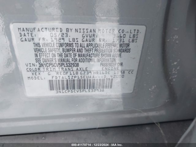3N1CP5CV5PL532938 Nissan Kicks Sv Xtronic Cvt