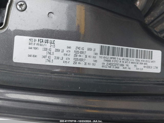 Dodge Grand Caravan Sxt Plus 2015 2C4RDGCG3FR710084 Image 9