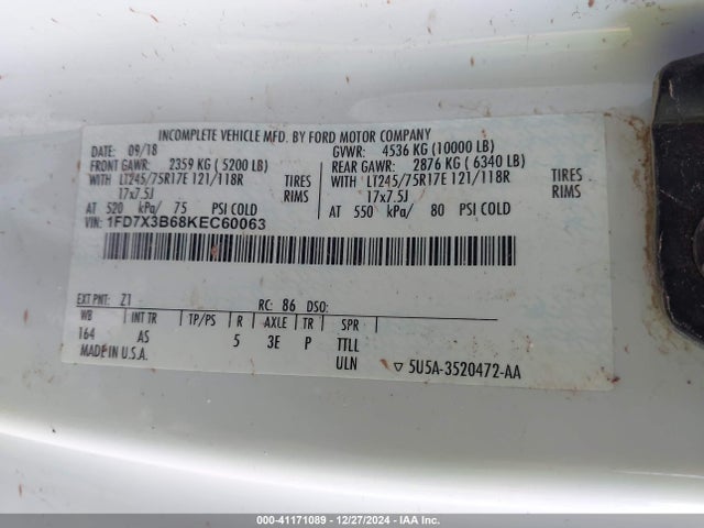 Ford F-350 Xl 2019 1FD7X3B68KEC60063 Image 9