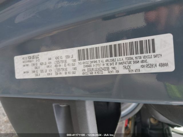 3C6URVJG1KE542239 RAM Promaster 3500 Cargo Van High Roof 159 Wb Ext