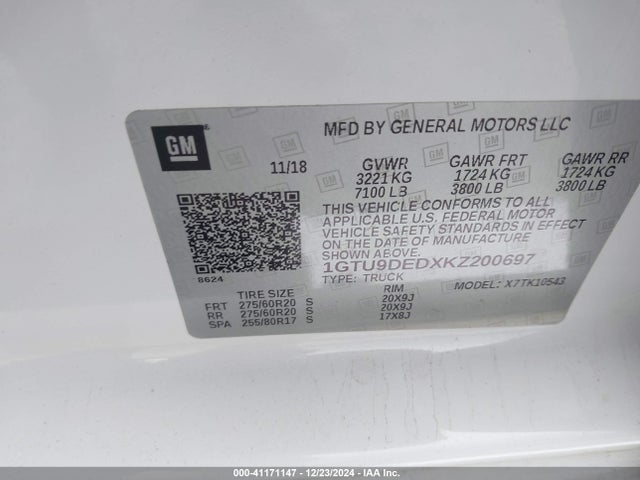 1GTU9DEDXKZ200697 GMC Sierra 1500 Slt