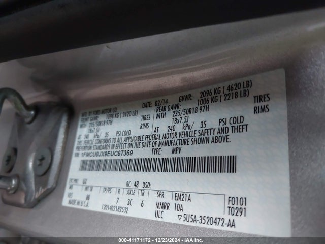 1FMCU0JX9EUC67369 Ford Escape Titanium