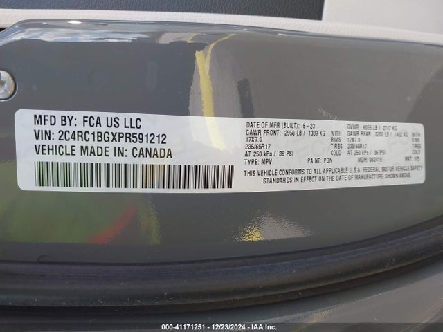 2C4RC1BGXPR591212 Chrysler Pacifica Touring L