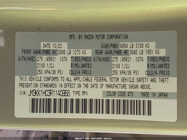 JM3KK1HC3R1140968 Mazda Cx-90 3.3 Turbo S