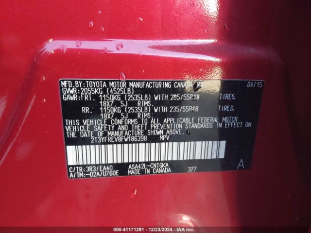 2T3YFREV8FW186398 Toyota Rav4 Limited