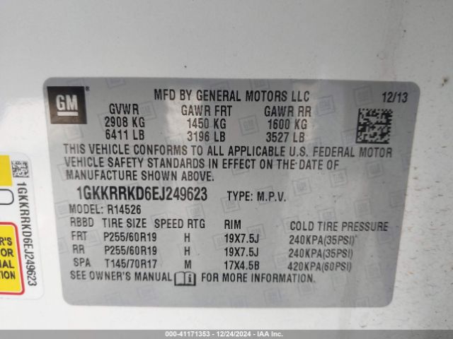 1GKKRRKD6EJ249623 GMC Acadia Slt-1