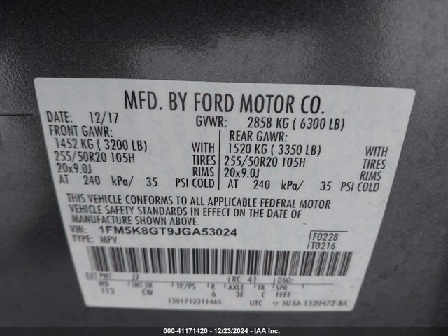 Ford EXPLORER SPORT 2018 1FM5K8GT9JGA53024 Image 9