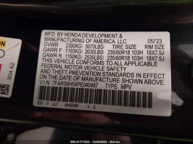 7FARS6H54PE040487 Honda Cr-v Hybrid Sport