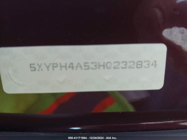 5XYPH4A53HG232834 KIA Sorento 3.3l Ex