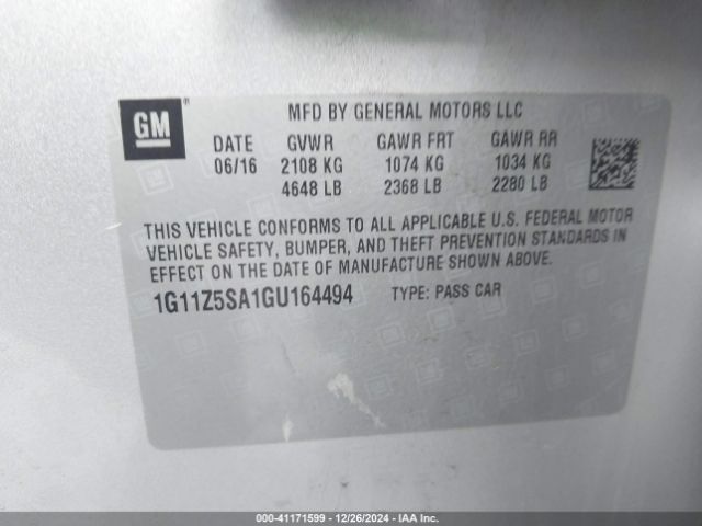 1G11Z5SA1GU164494 Chevrolet IMPALA LS