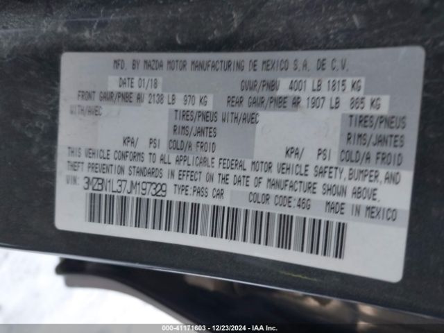 3MZBN1L37JM197329 Mazda Mazda3 Touring