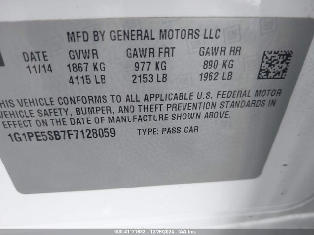 Chevrolet Cruze 2lt Auto 2015 1G1PE5SB7F7128059 Image 9