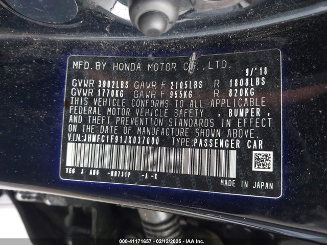 Honda l15b7 2018 JHMFC1F91JX037000 Image 9