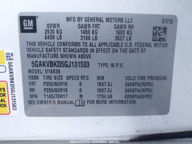 5GAKVBKD5GJ131503 Buick Enclave Leather