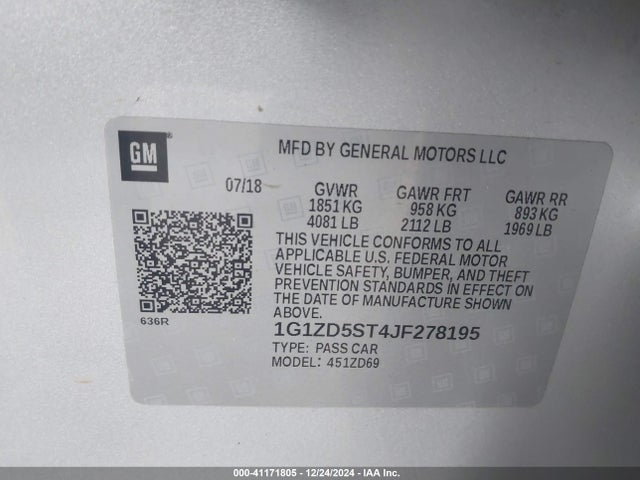 Chevrolet MALIBU LT 2018 1G1ZD5ST4JF278195 Image 9