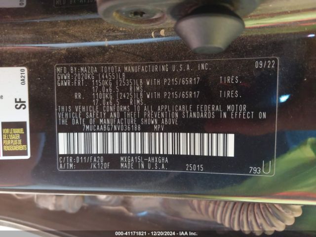 7MUCAABG7NV036188 Toyota Corolla Cross Le